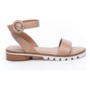 Bernardo Womens Block Heel Sandals Nude Ankle Strap Leather Comfort Size 10